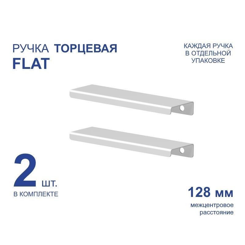 Ручка мебельная торцевая FLAT 156 мм, белая, металлическая (2 шт)  #1