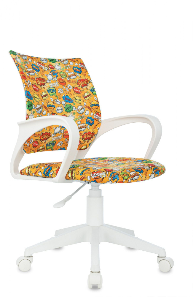 Кресло детское Бюрократ Burokids 1 W оранжевый бэнг, крестовина белый пластик / Компьютерное кресло для #1