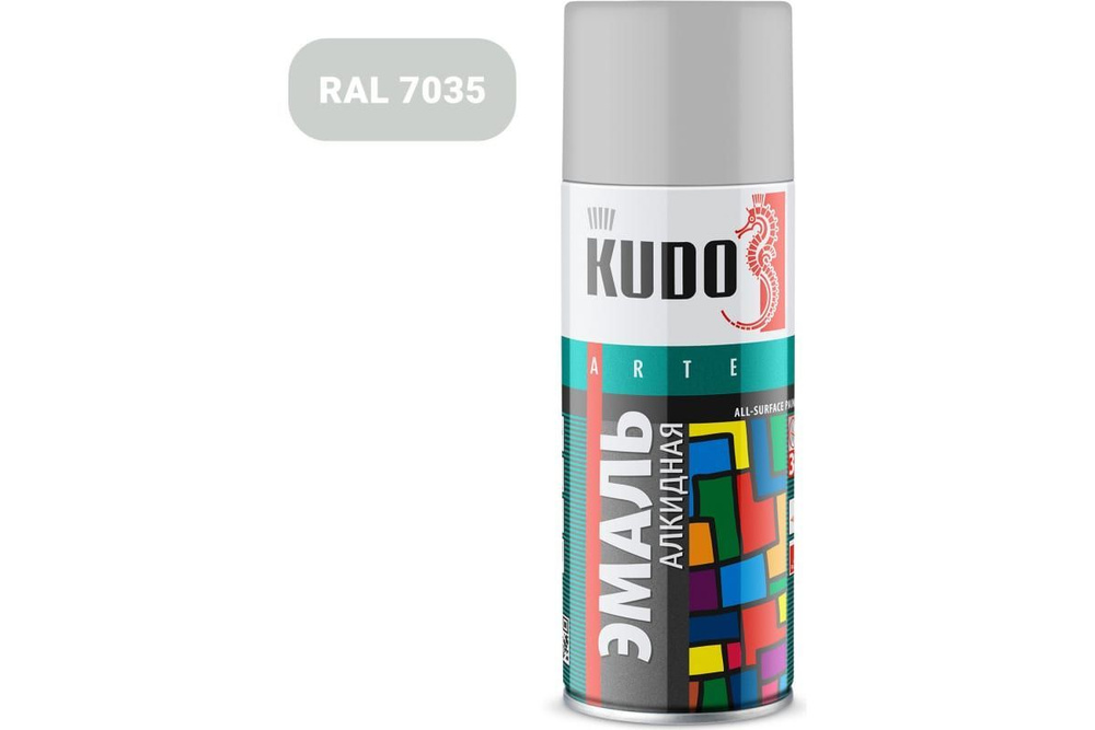 Эмаль KUDO KU-1017 универсальная алкидная глянцевая светло-серая 520мл.  #1