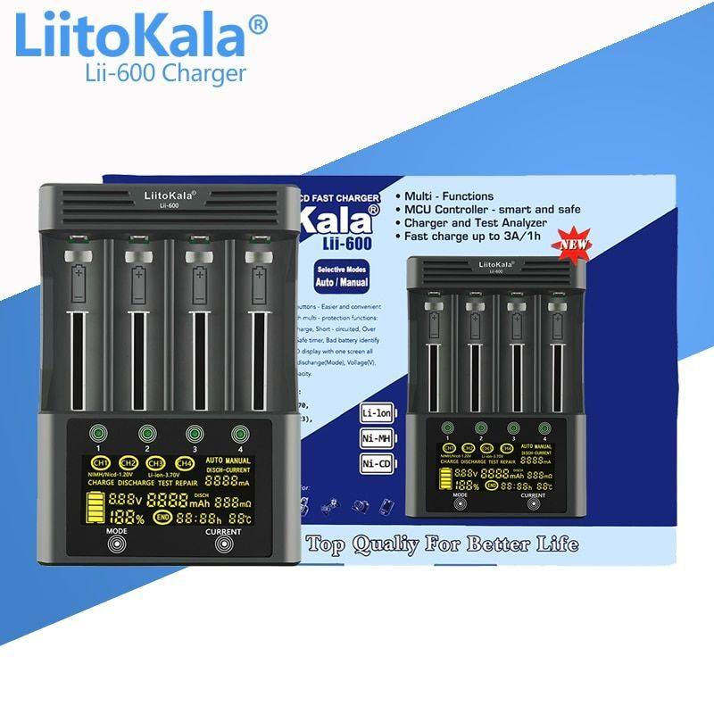 LiitoKala Зарядное устройство для аккумуляторных батареек LiitoKala Lii-600, черный матовый  #1