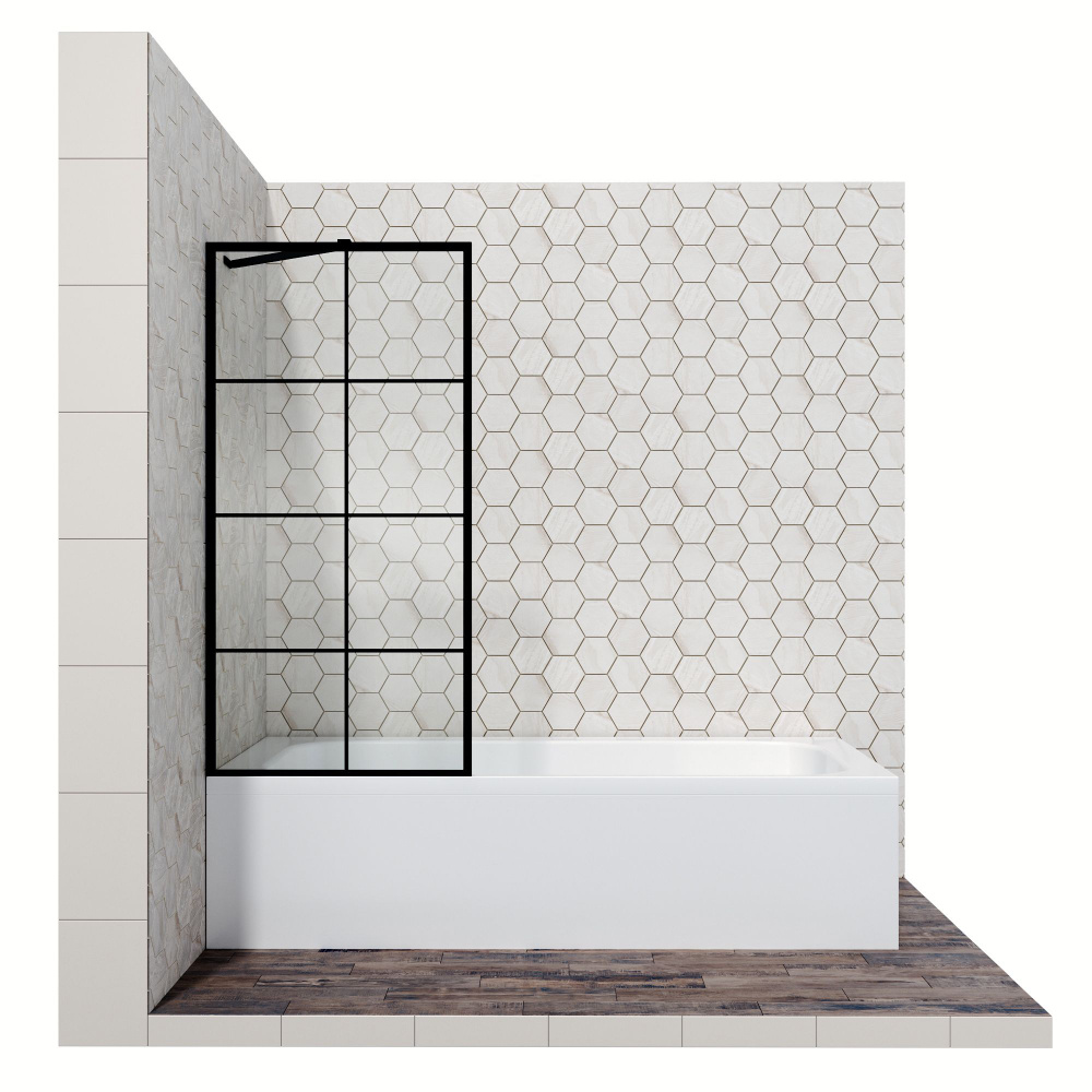 Стеклянная шторка для ванной с неподвижной дверью Ambassador Bath Screen 16041209: ширма для ванны стекло #1