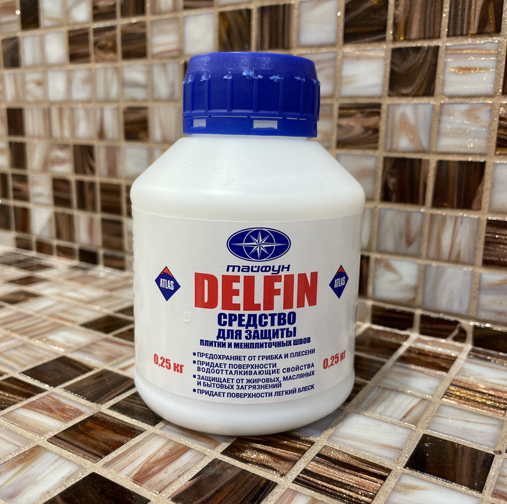 Пропитка для плиточных швов Тайфун DELFIN (пропитка Дельфин), прозрачная после высыхания, 0.25 кг  #1