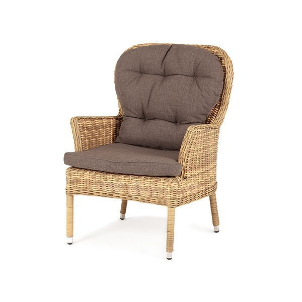Кресло садовое из искусственного ротанга 71*82*н110 см, алюмин,подушки серо-коричневые  #1
