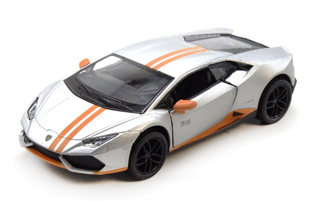 Машинка металлическая Kinsmart Lamborghini Huracan LP 610-4 AVIO. Серебристая. 1/36. В Коробке. инерционная, #1