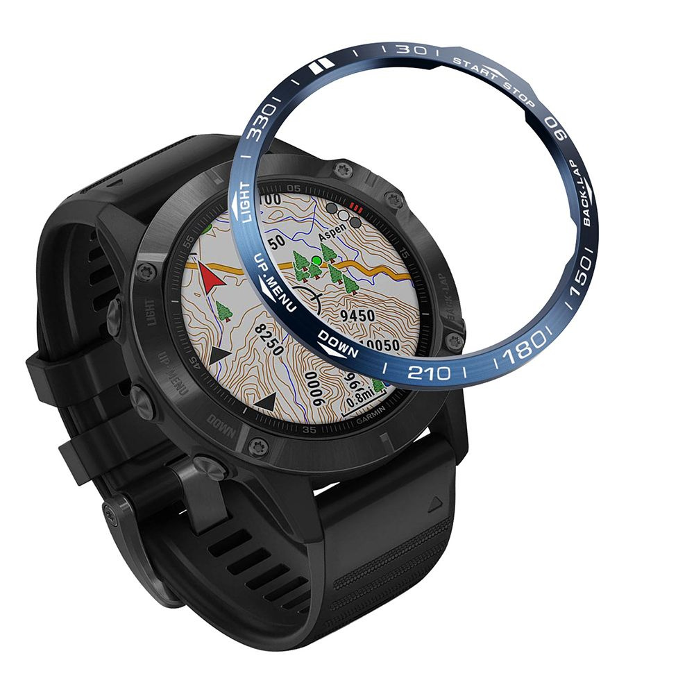 Кольцо безель из нержавеющей стали (стиль B) для Garmin Fenix 6/6 Pro/ 6 Sapphire - синее с белым  #1