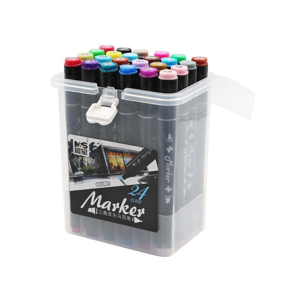 Art-Marker / Маркеры для скетчинга, набор из 24 цветов / Двусторонние, точечный и скошенный наконечник. #1