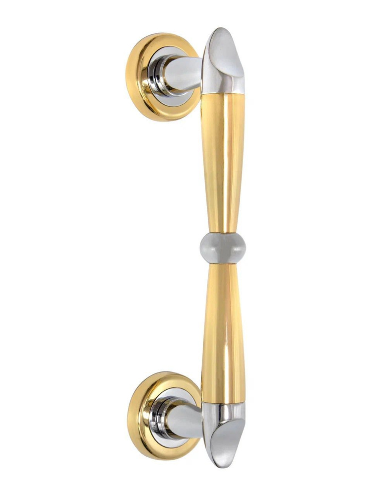 Ручка-скоба для входных и межкомнатных дверей UNO М-8082 (межосевое расстояние 200 мм) GP/CP Золото/хром #1