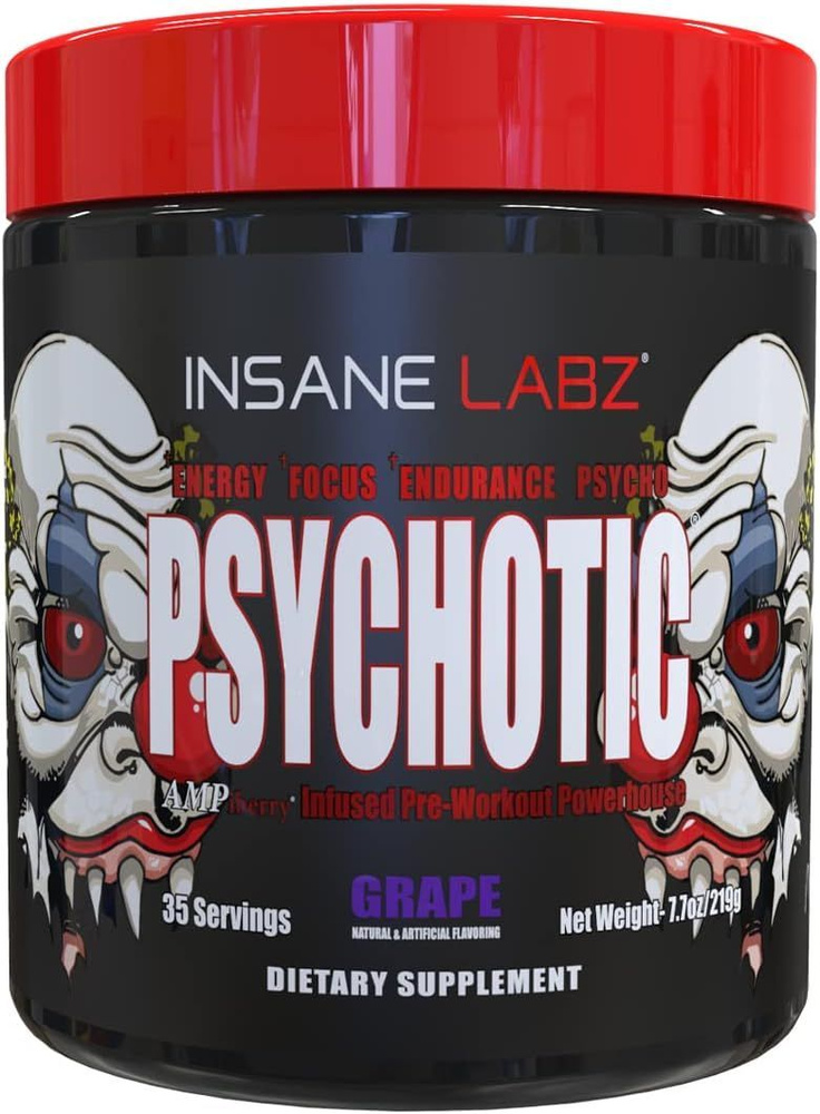 Предтренировочный комплекс Психотик, Insane labz Psychotic, 35 порций, Виноград  #1