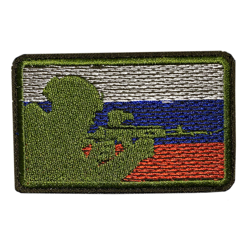 Нашивка, шеврон, патч (patch) на липучке Солдат с АК-12 зеленый, размер 7,8*4,8 см  #1