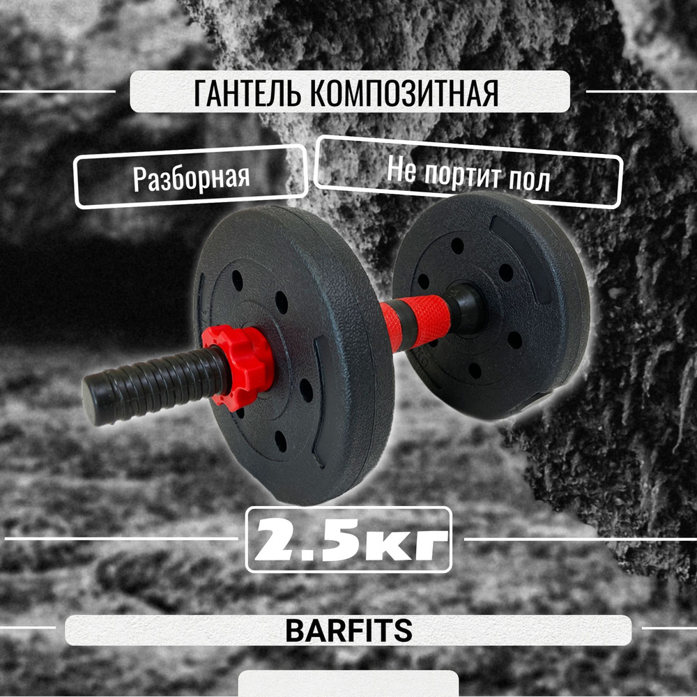 Гантель-трансформер пластиковая разборная 2,5кг, Без переходника  #1