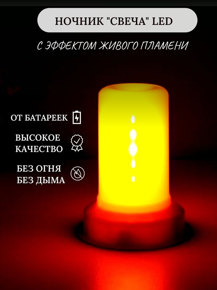 Ночник "Свеча" LED от батареек 3хAG13 7,5х7,5х9,5 см #1