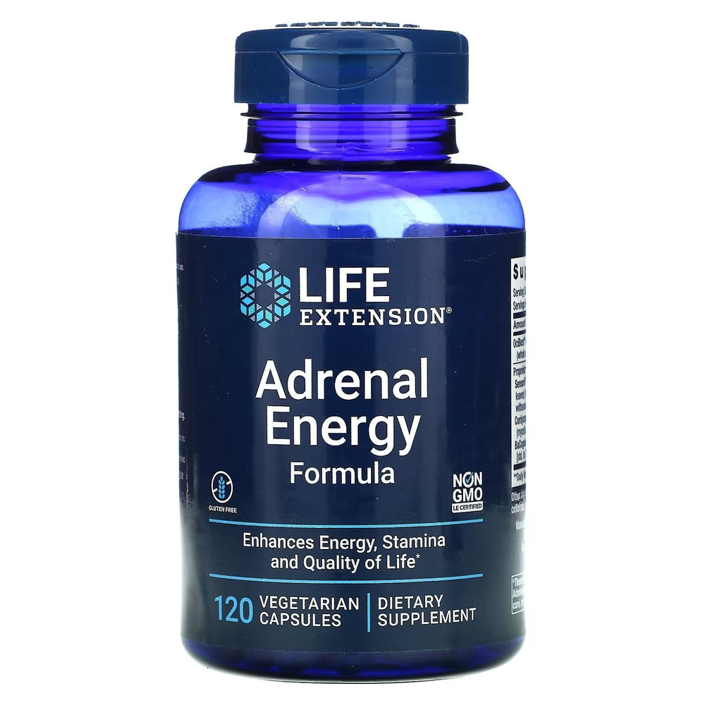 Life Extension, Adrenal Energy, Адреналиновая энергетическая формула, 120 вегетарианских капсул  #1