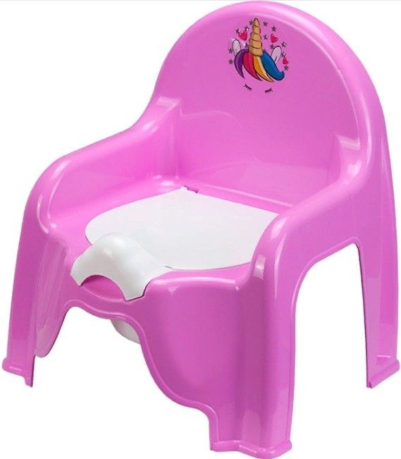 Горшок детский Idea / Идея Единорог форма стульчик со съемной чашей и крышкой, полипропилен розовый 30.5x31.5x35см #1