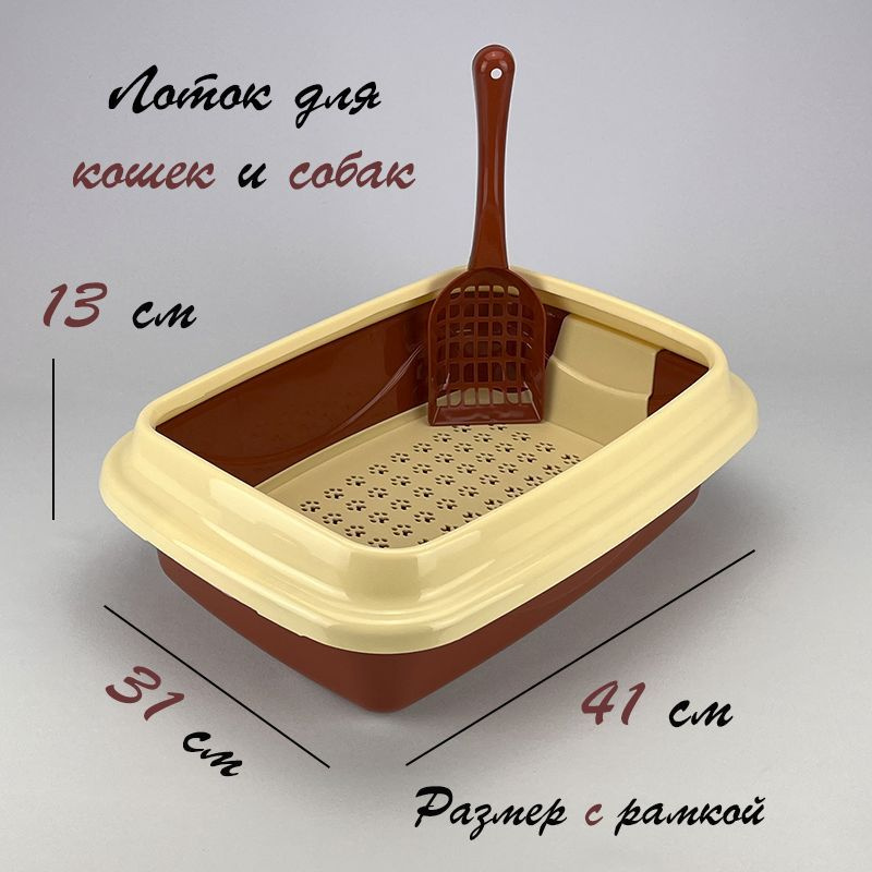 Лоток для кошек и собак большой с бортиком, туалет для животных, размер М, Триплекс 41х31х13  #1