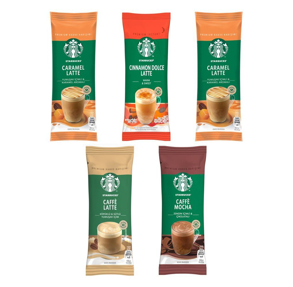 Растворимый кофе Starbucks Latte: Caramel, Cinnamon Dolce, Caffe; Caffe Mocha 5 шт. по 22 г Турция  #1