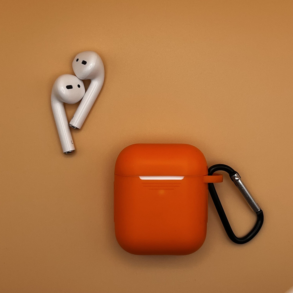 Чехол силиконовый для наушников Apple AirPods 2 , Оранжевый #1