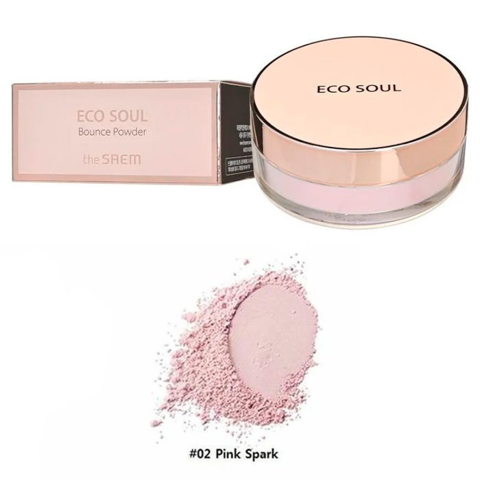 The Saem Лёгкая рассыпчатая пудра 10г Eco Soul Bounce Powder, оттенок 02. Pink Spark  #1