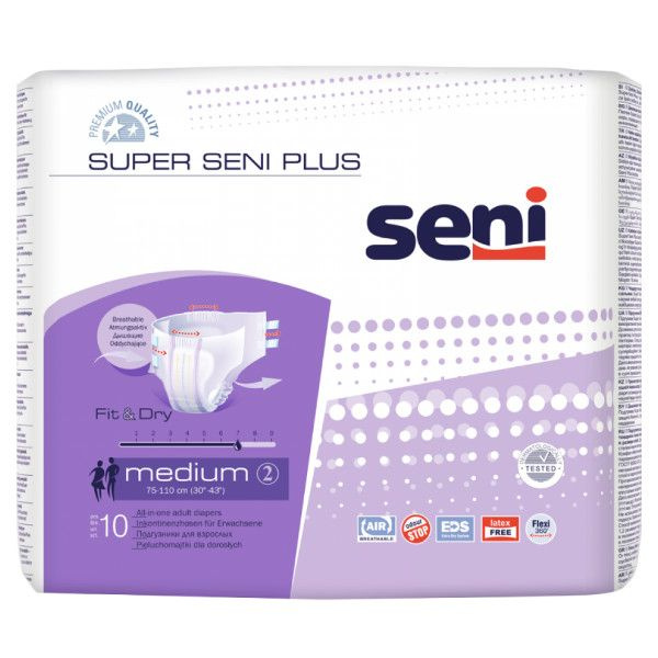 Seni Super Plus Medium подгузники для взрослых (75-110 см) 10 шт #1