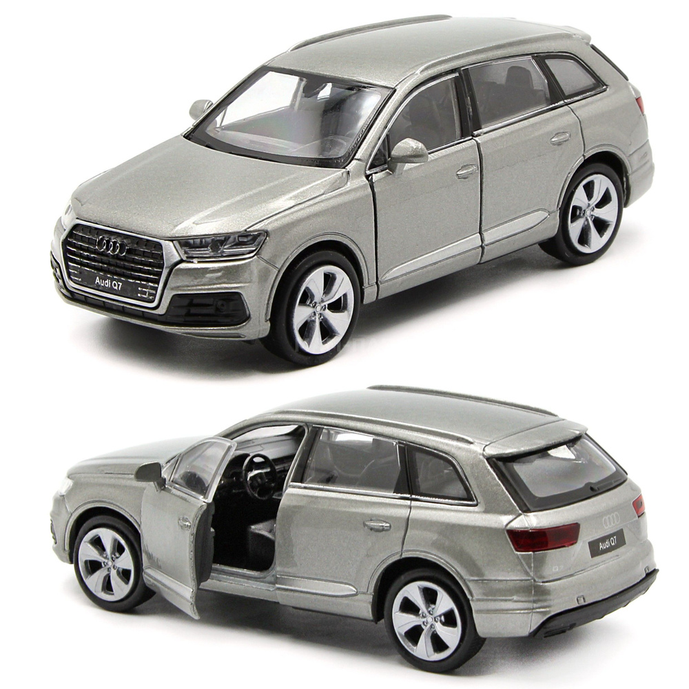 Машинка металлическая Welly 1:39 Audi Q7 (Ауди) инерционная, двери открываются / Серебристый  #1