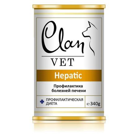 Влажный лечебный корм для собак CLAN VET HEPATIC для профилактика болезней печени, ж/б 340 гр*12 шт  #1