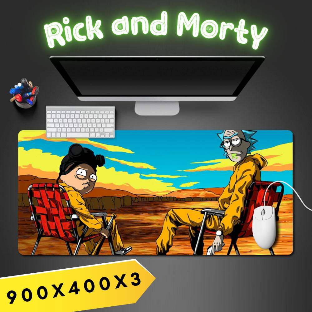 OEM Игровой коврик для мыши Большой коврик Рик и Морти, XXL, розовый, желтый  #1