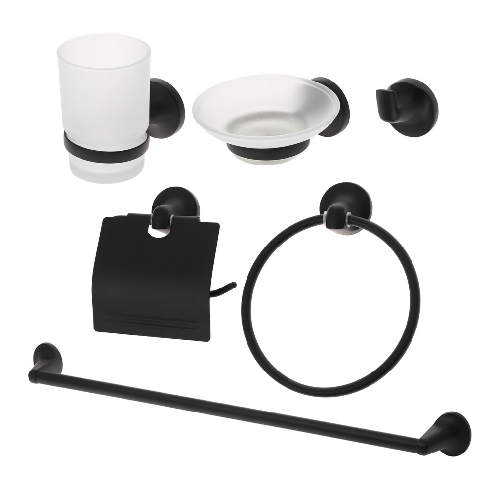 Набор аксессуаров для ванной комнаты (6 предметов). Цвет чёрный  #1