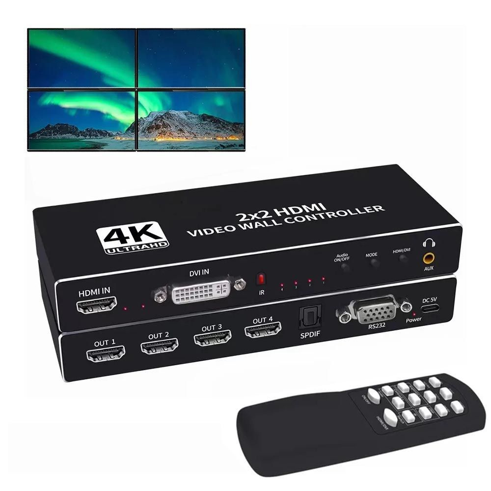 Контроллер видеостены 2x2, 1 вход/4 выхода, HDMI 1.4, RS232, IR (ORIENT HSP2X2WN)  #1