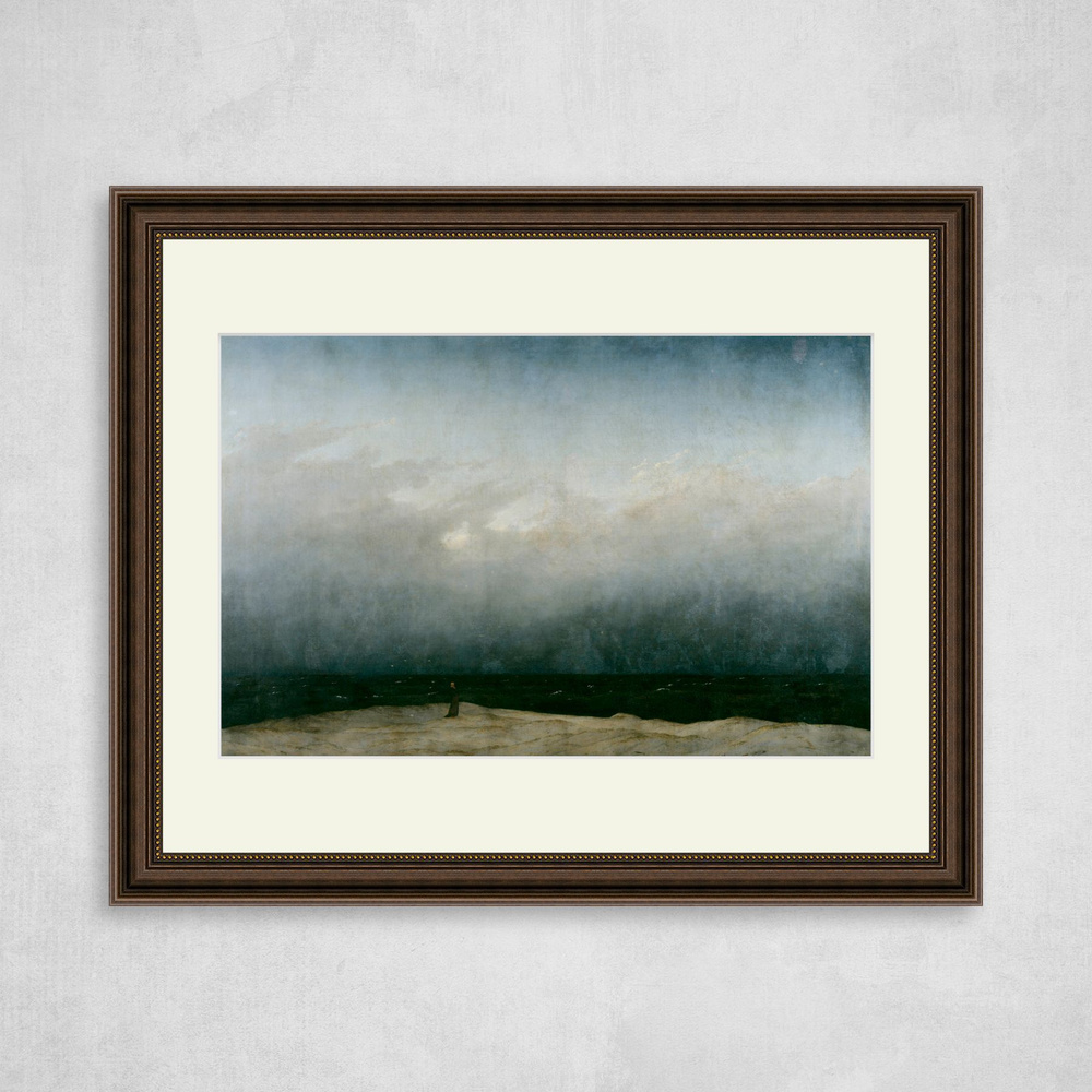 Картина в коричневой раме с паспарту, Каспар Давид Фридрих "Монах у моря", 40x50см / Галерейщикъ  #1
