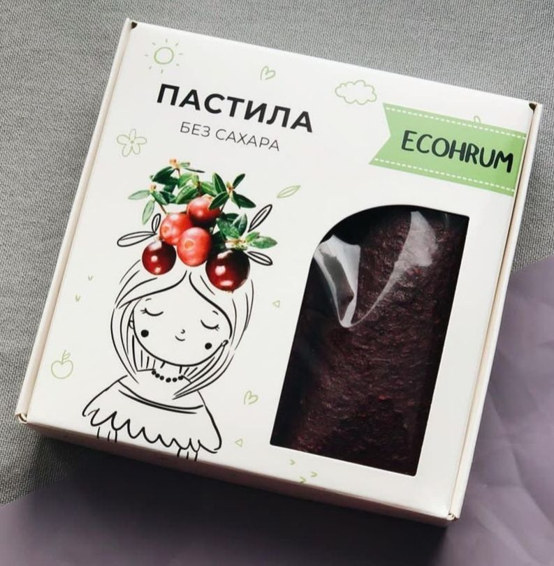 ECOHRUM Карельская пастила "Клюква", без сахара, 100% натуральный состав, в коробке, 1 упаковка, 40 грамм #1