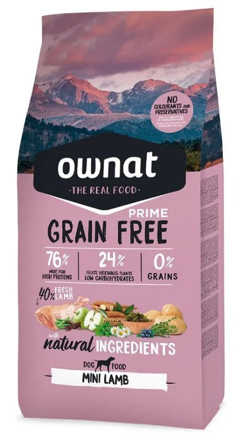 Ownat Mini Grain Free Сухой корм беззерновой для собак мелких пород, с ягненком, 1 кг  #1