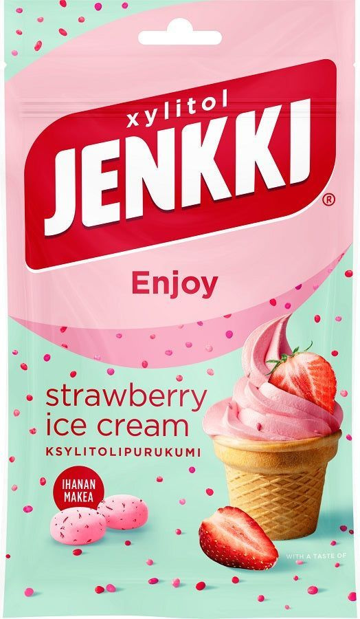 Жевательная резинка без сахара с ксилитом JENKKI со вкусом Клубничное Мороженое  #1