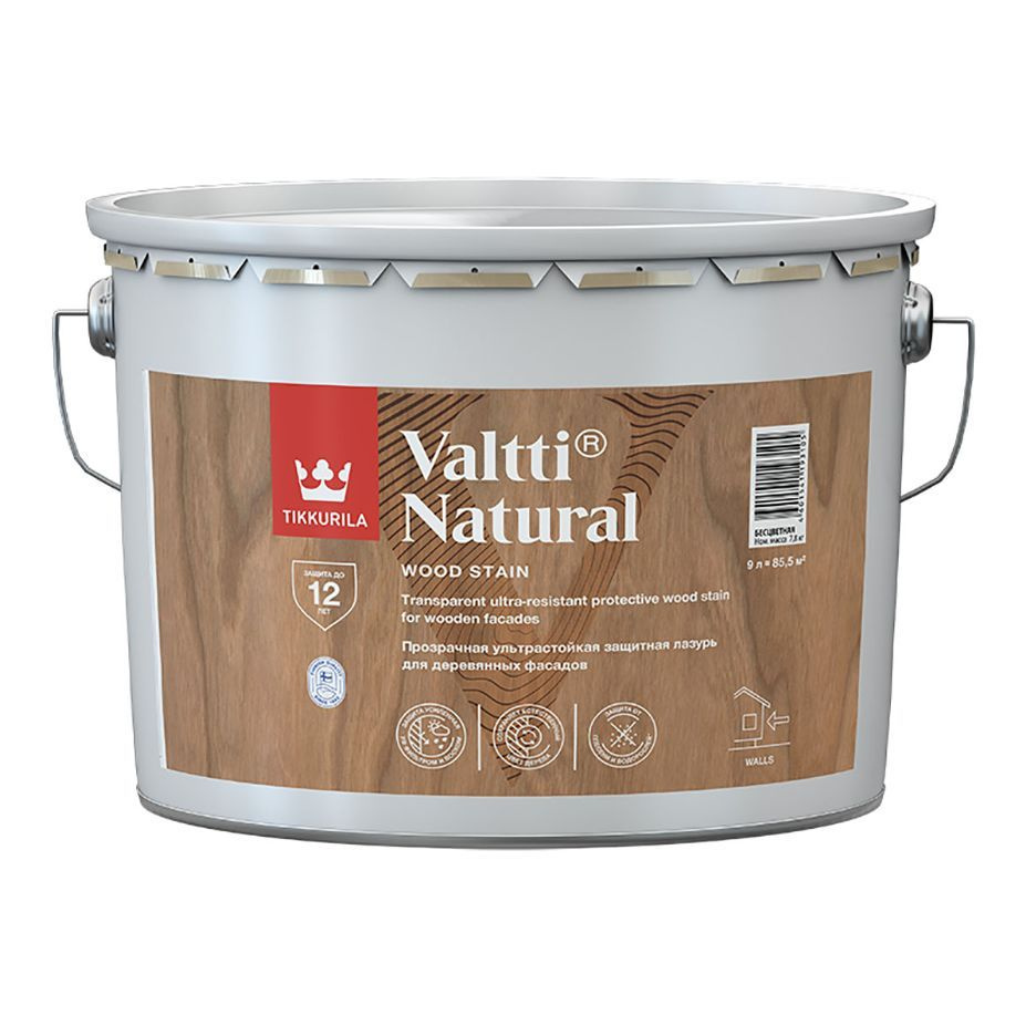 TIKKURILA VALTTI NATURAL лазурь ультрастойкая с прозрачным покрытием, полуглянцевая (9л)  #1