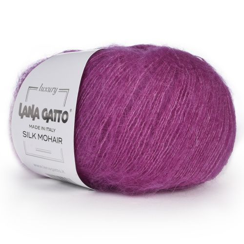 Пряжа Silk Mohair Lana Gatto - 1моток( 7260- фуксия) 25гр, 212м, 75% кидмохер, 25% шелк. Кид мохер на #1