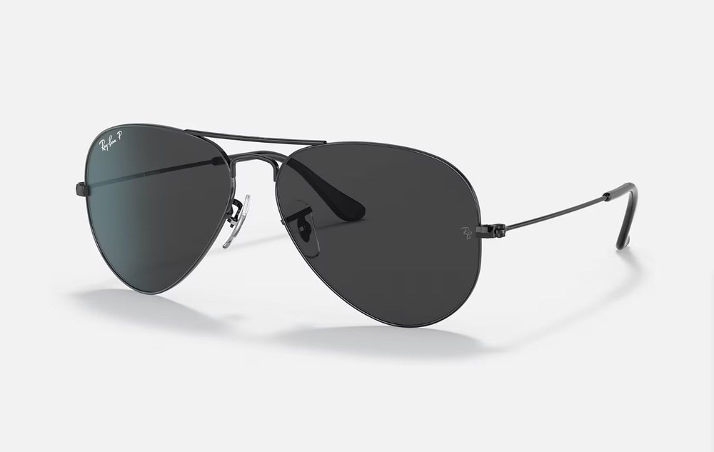 Солнцезащитные очки унисекс, авиаторы RAY-BAN с чехлом, линзы черные, RB3025-002/40/62-14. Товар уцененный #1