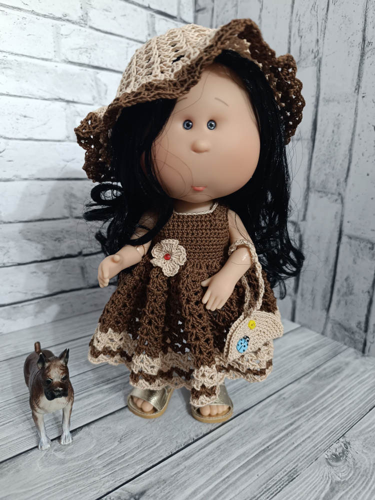 Комплект одежды (сарафан, шляпка, сумочка) для куклы Мия (MIA) от Nines D'Onil, 30 см  #1