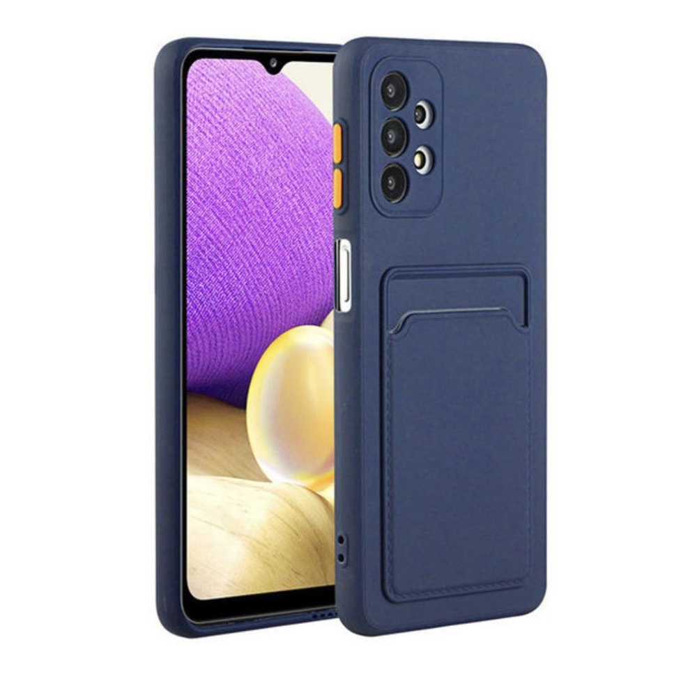 Чехол для Samsung A53 Темно-синий Soft-touch и с держателем для карт  #1