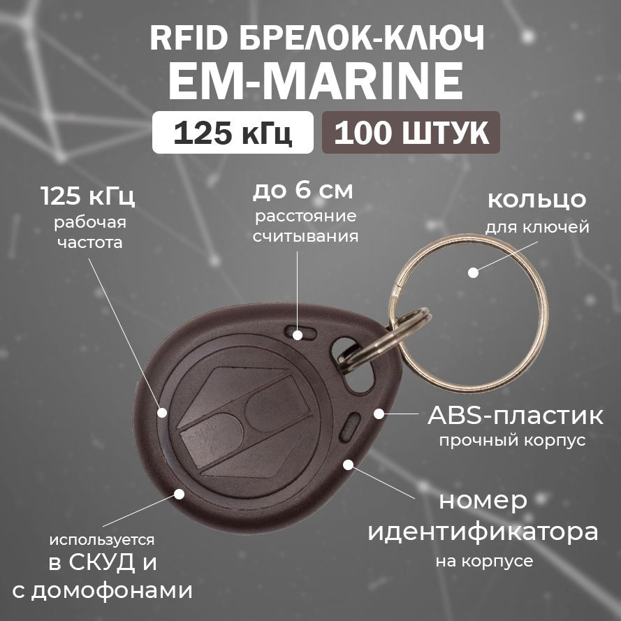 RFID брелок EM-Marine "KEY-EM" КОРИЧНЕВЫЙ (НЕПЕРЕЗАПИСЫВАЕМЫЙ) / Бесконтактный ключ доступа СКУД 125 #1