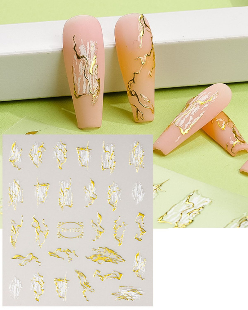 Слайдеры для дизайна ногтей для маникюра золото ветер белый  #1