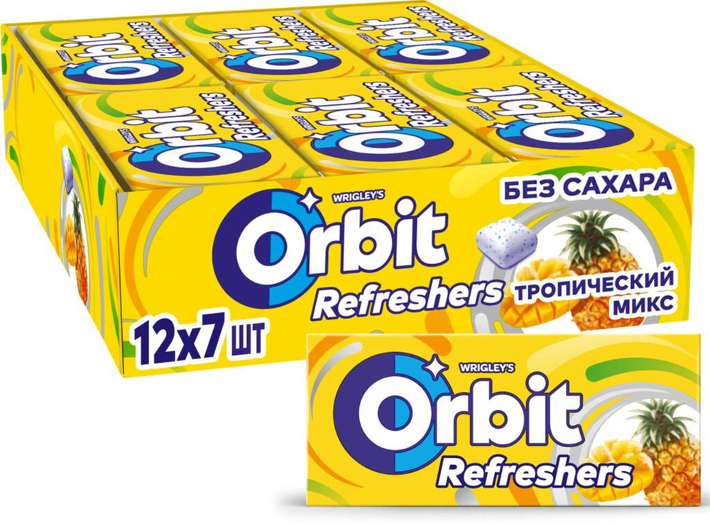 Жевательная резинка Orbit Refreshers тропический микс, 12х16г. #1