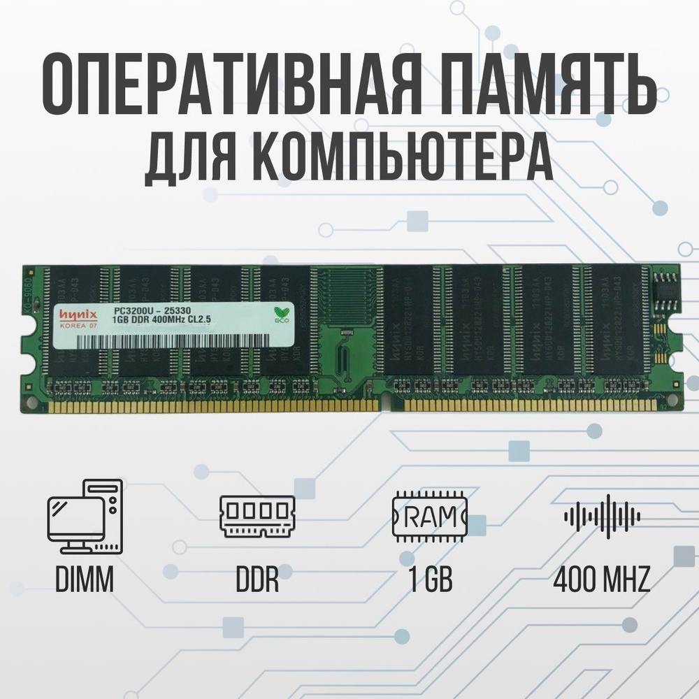 Hynix Оперативная память DDR 1GB DIMM 400 Mhz PC-3200 1x1 ГБ (для компьютера)  #1