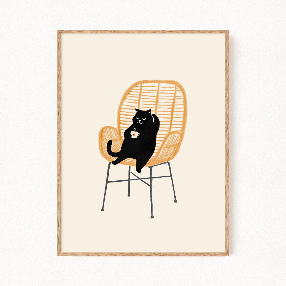Постер "Lazy Cat - Ленивый кот", 21х30 см #1