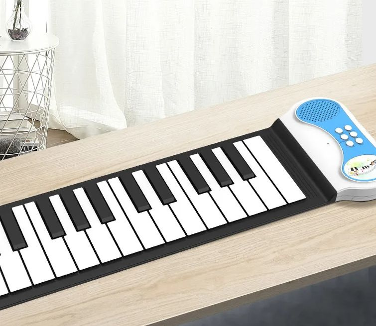 Портативное гибкое цифровое пианино Xiaomi Silicon Flexible Roll Up Piano 37 для детей  #1