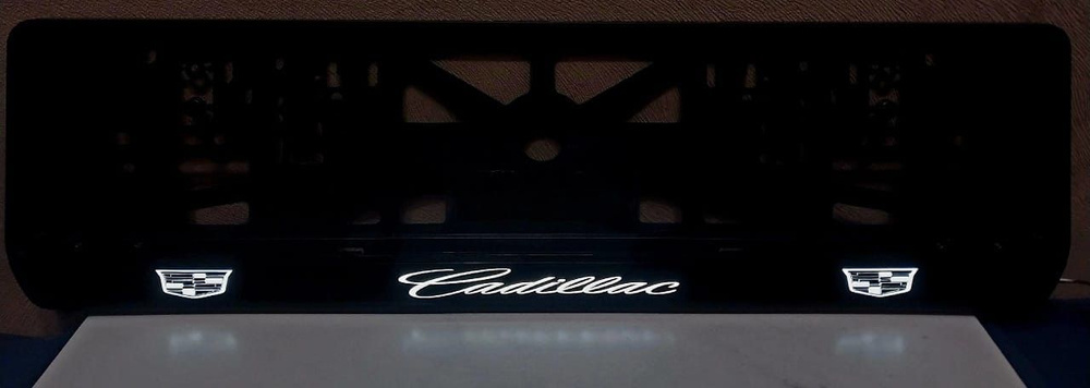 Рамка номера со светодиодной LED подсветкой с логотипом для автомобиля CADILLAC, тюнинг авто, рамка гос #1