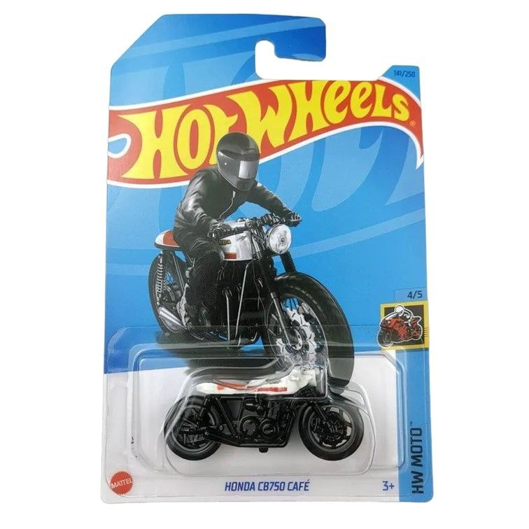 HKK34 Машинка игрушка Hot Wheels металлическая коллекционная Honda CB750 Caf черный;белый  #1