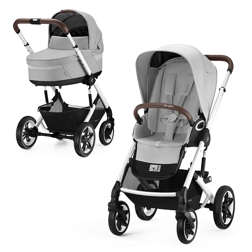 Cybex Talos S Lux Коляска 2 в 1, рама Silver, текстиль Lava Grey с накидкой на ножки и дождевиком  #1