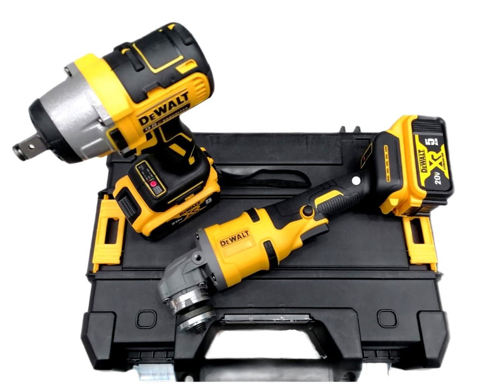 Бесщеточный аккумуляторный набор DeWALT 2 в 1, УШМ DGA419+гайковерт DCF880 20В, 5А, 2 АКБ  #1