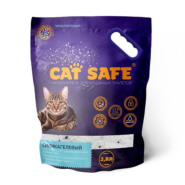 Наполнитель Силикагелевый CAT SAFE Впитывающий Без отдушки 1700г.  #1