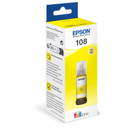 Комплект 4 шт, Чернила Epson 108 C13T09C44A желтый 70мл для Epson L8050/L18050  #1