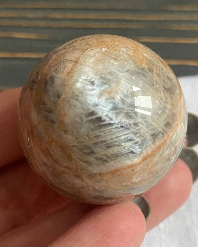 Лунный камень 34 мм шар Россия натуральный камень mineral #1