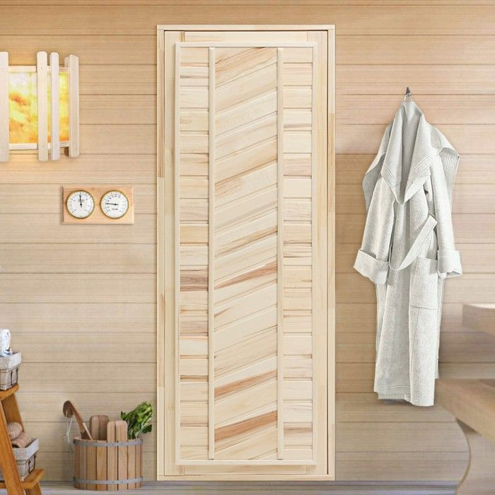 Дверь для бани и сауны, размер коробки 180х70 см, универсальная, липа  #1